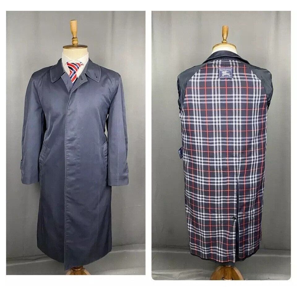 Burberry Burberry Nova Check Lining Vintage Men's Blue Long Coat Size Size US S / EU 44-46 / 1 - 1 Thumbnail