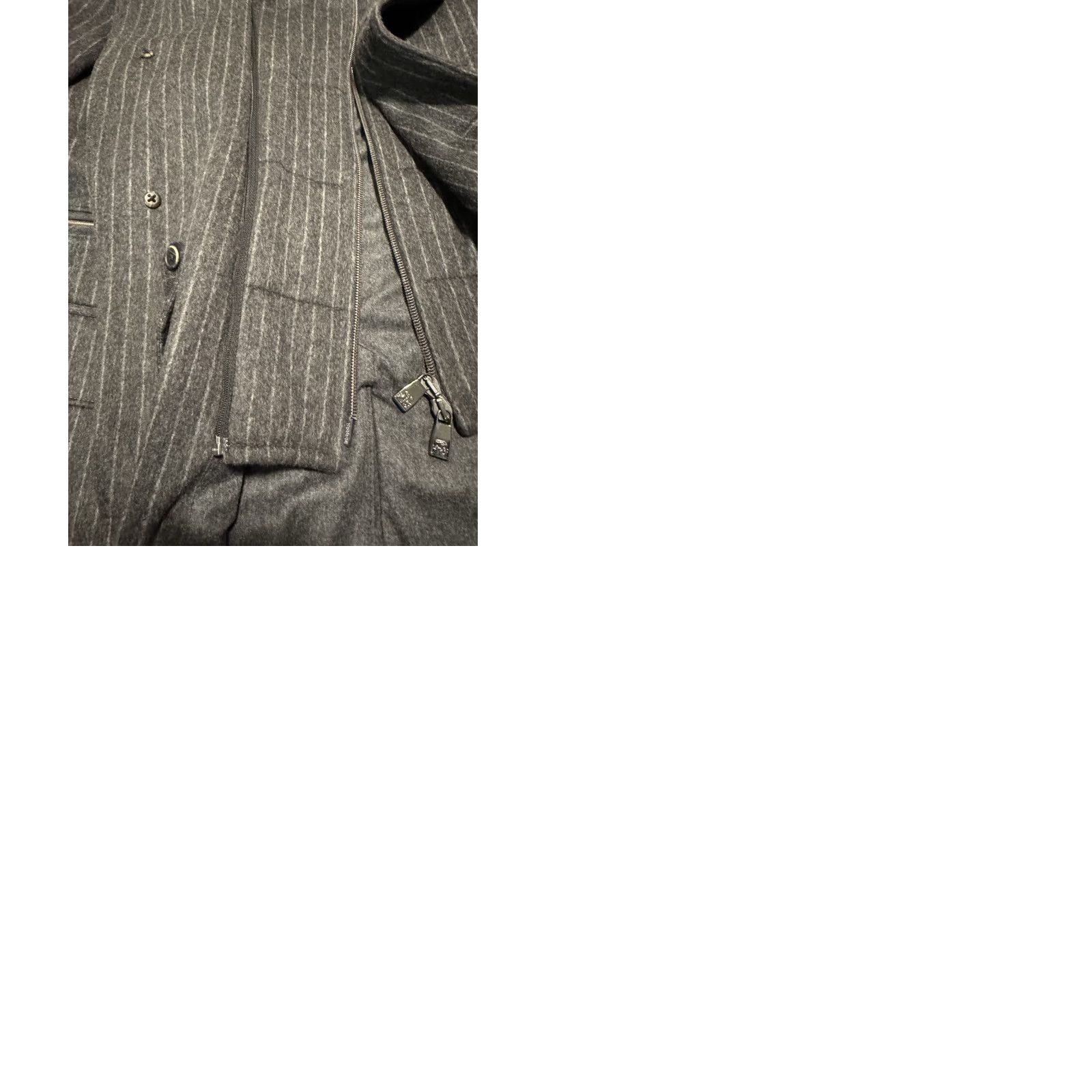 Corneliani Corneliani ID Italy Men Overcoat Pinstripe Wool Long Zip Bib 54R Grey XXX Wool Lining Regular Coat Mens Size US L / EU 52-54 / 3 - 12 Thumbnail