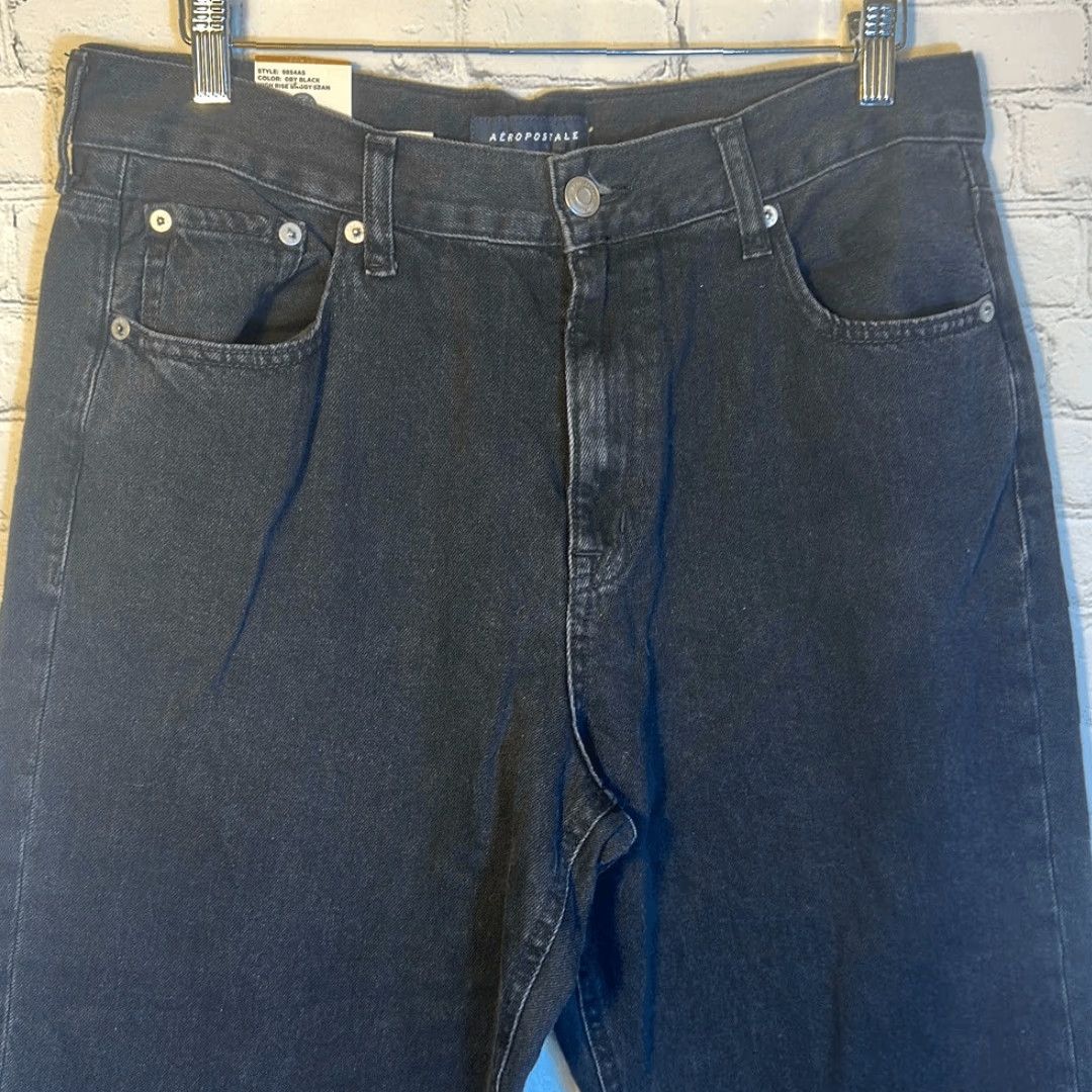 Aeropostale AeroPOSTale Jeans Womens 12 High Rise Baggy Jean NEW Black Baggy Jeans Womens 12 Black Womens Size 34" / US 12 / IT 48 - 2 Thumbnail