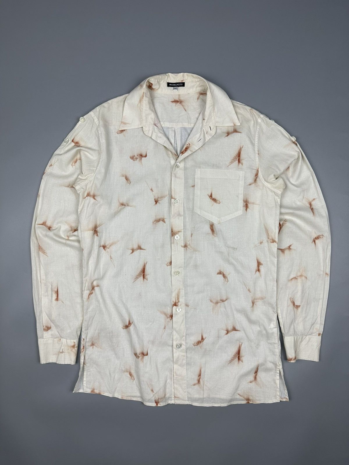 Ann Demeulemeester Ann Demeulemeester Grise Bird Print Shirt Size US XXS / EU 40 - 1 Thumbnail