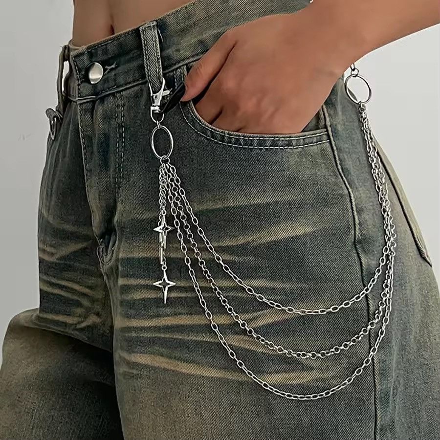 Other Punk Multilayer Metal Star Pendant Pant Chain Size ONE SIZE - 2 Thumbnail