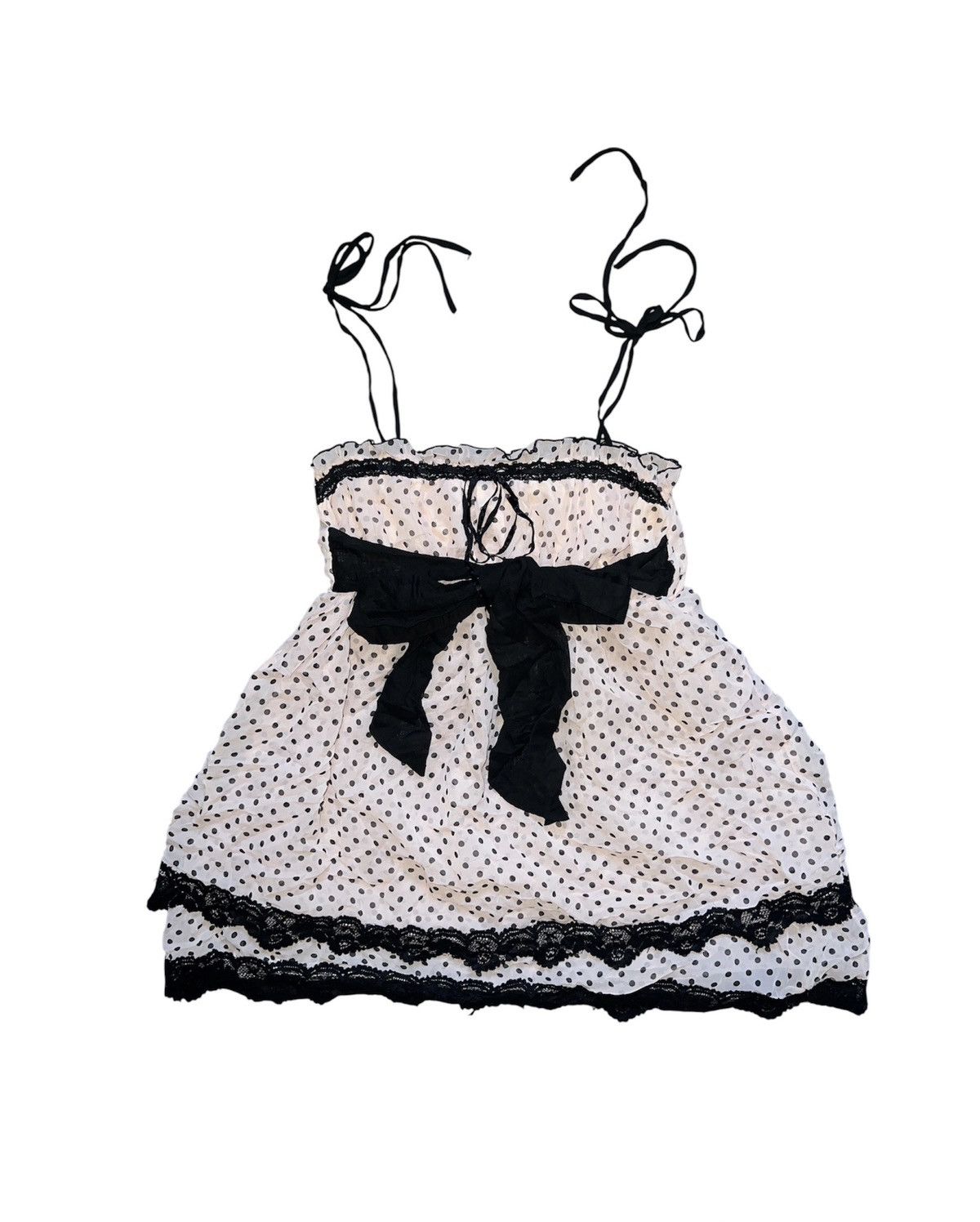 Japanese Brand Tralala pastel pink polkadot bow tie cami💖🎀 Size ONE SIZE - 1 Thumbnail