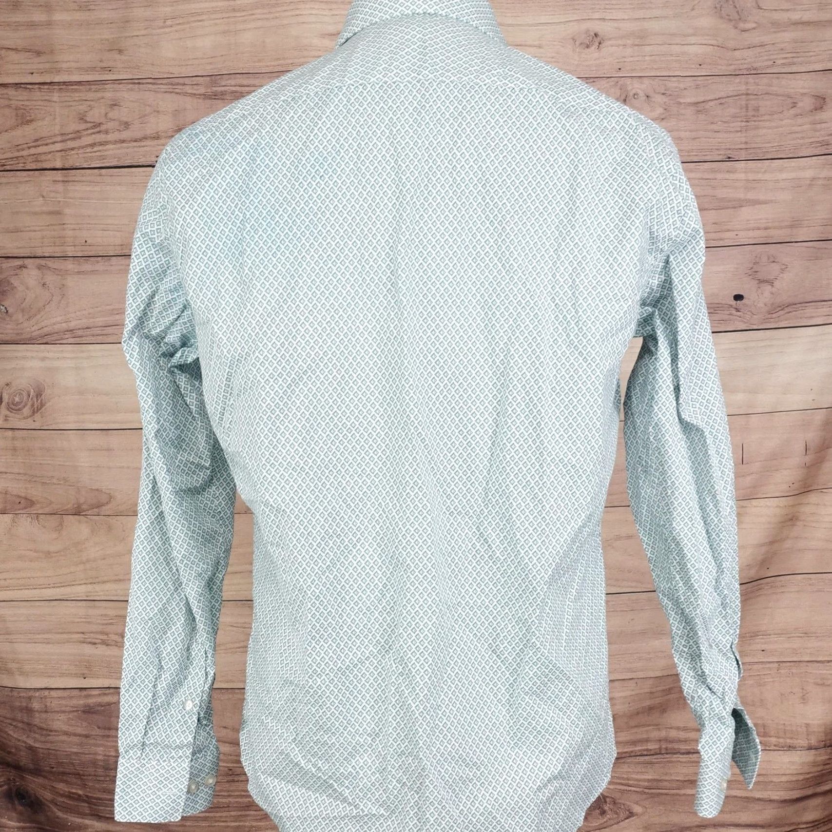 Apt. 9 APT. 9 Mens Shirt Geometric Green Long Sleeve Button Front Casual Dress Shirt Regular Fit 15.5 Neck 34/35 Sleeve Cotton Spandex Size US M / EU 48-50 / 2 - 4 Thumbnail