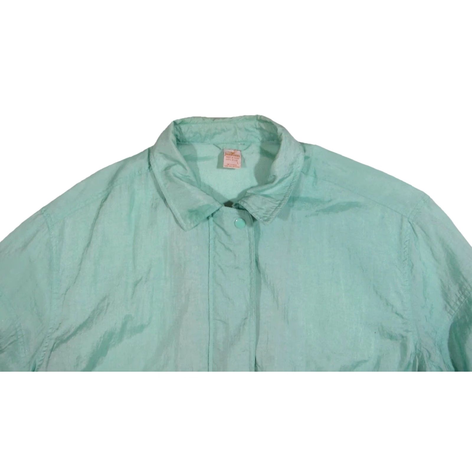 Jantzen Vintage Jantzen Windbreaker Jacket Large Nylon Mint Green Zip Pocket 100% Nylon Pockets Zip Collared Women Size L / US 10 / IT 46 - 4 Thumbnail