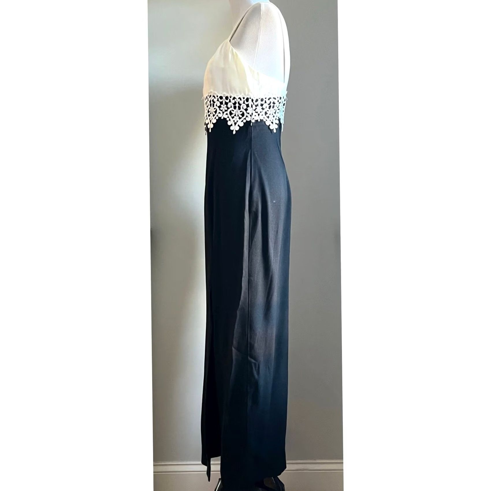 Jessica McClintock VINTAGE Jessica McClintock Gunne Sax Dress Formal 90s Black Ivory Lace Size 9/10 Adults Womens Eve/Evening Ball Gown Size M / US 6-8 / IT 42-44 - 5 Thumbnail