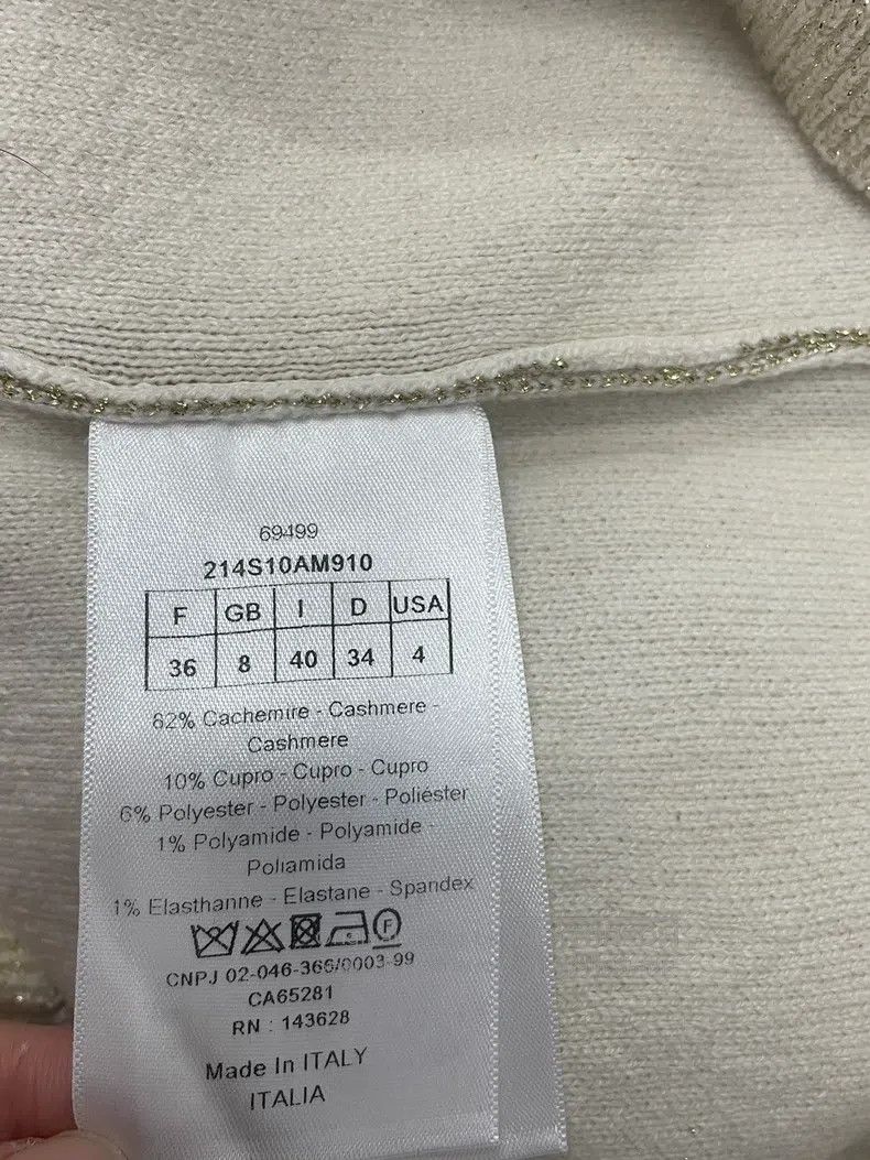 Dior Dior White gold checked letter cashmere sweater Size XS / US 0-2 / IT 36-38 - 5 Thumbnail