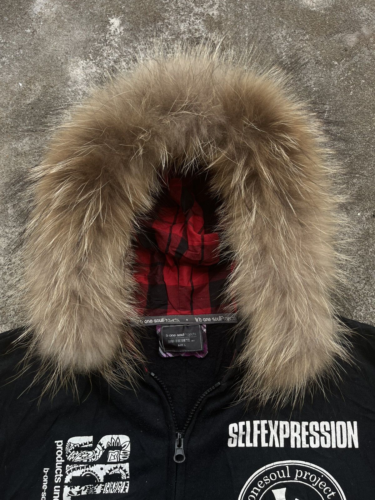 Japanese Brand B-ONE SOUL CRAZY POEM FUR HOODIE IFSIXWASNINE LGB STYLE Size US L / EU 52-54 / 3 - 12 Thumbnail