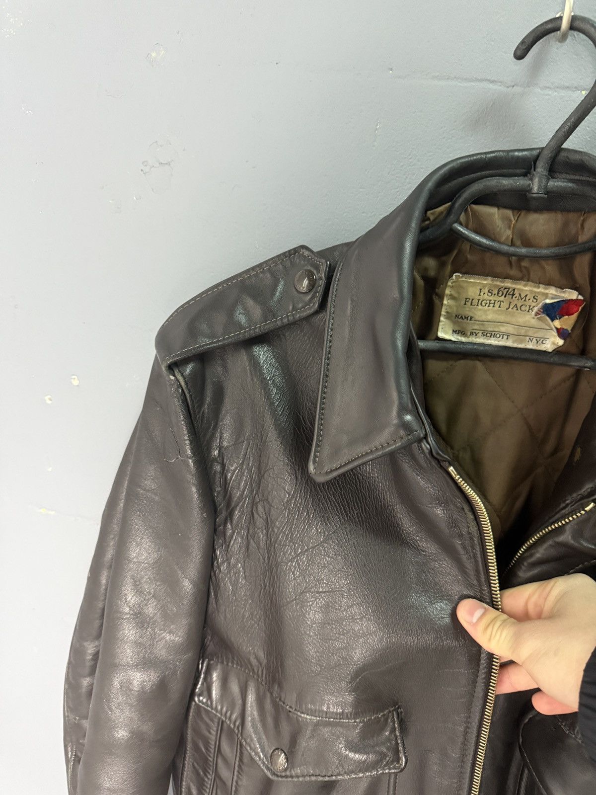 Schott 70-x Schott Distressed Leather Jacket Bomber Brown Aviator Size US M / EU 48-50 / 2 - 10 Thumbnail