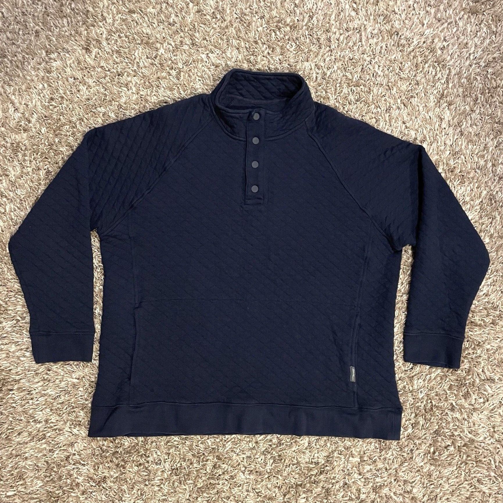 Eddie Bauer Eddie Bauer Quilted Henley Snap Button Pullover Sweater Blue XL Mens Size US XL / EU 56 / 4 - 2 Thumbnail