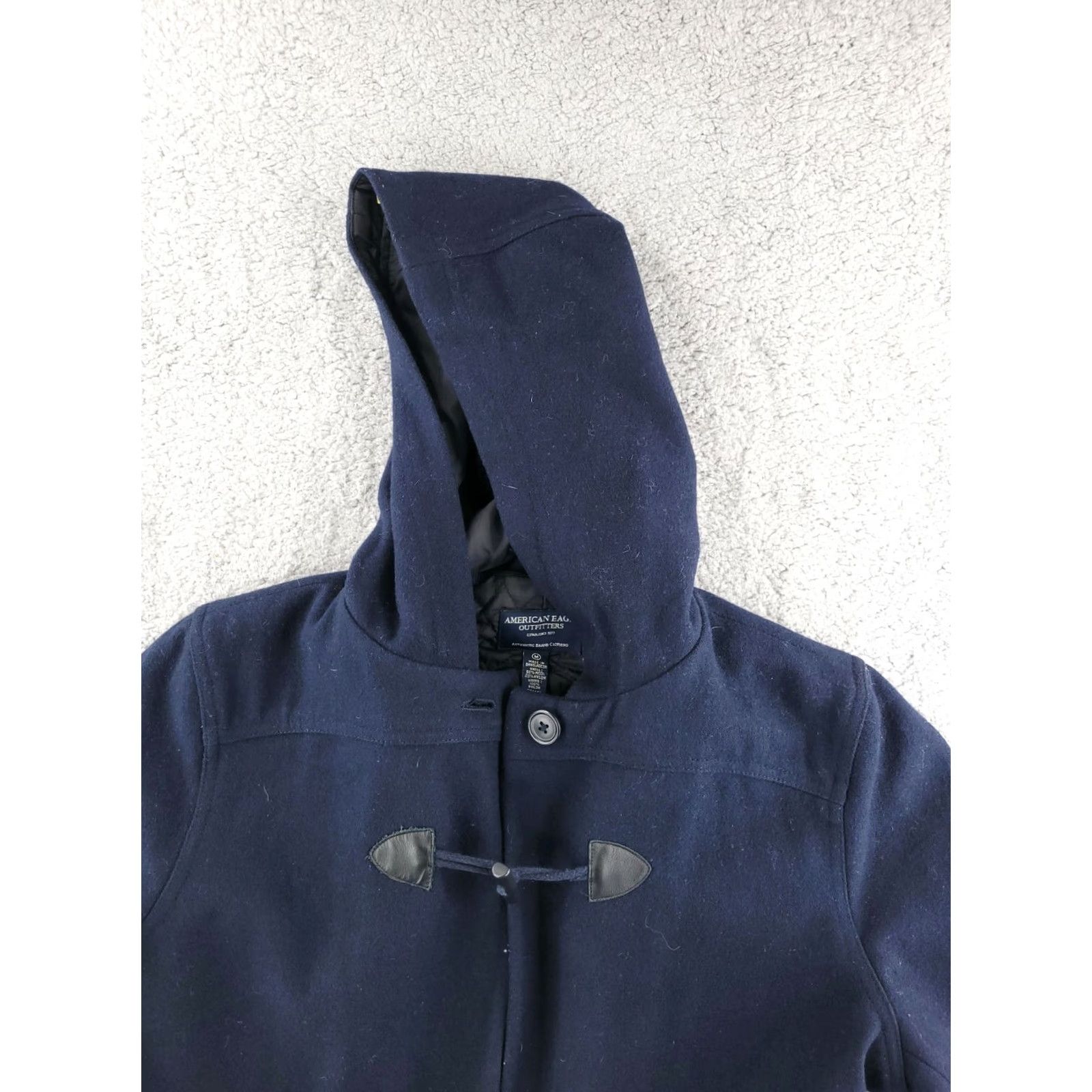 American Eagle Outfitters American Eagle Outfitters Coat Women's Medium Wool Trench Navy Blue Quilted Overcoat Size M / US 6-8 / IT 42-44 - 5 Thumbnail