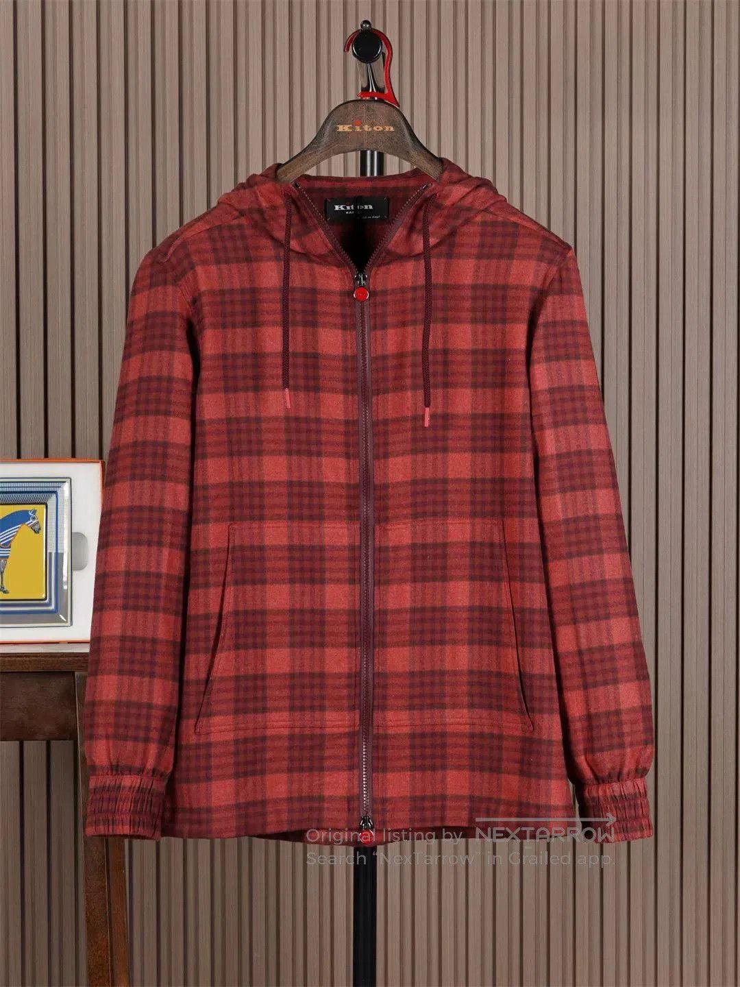 Kiton Kiton Red Flannel Hooded Jacket. Size US S / EU 44-46 / 1 - 1 Thumbnail