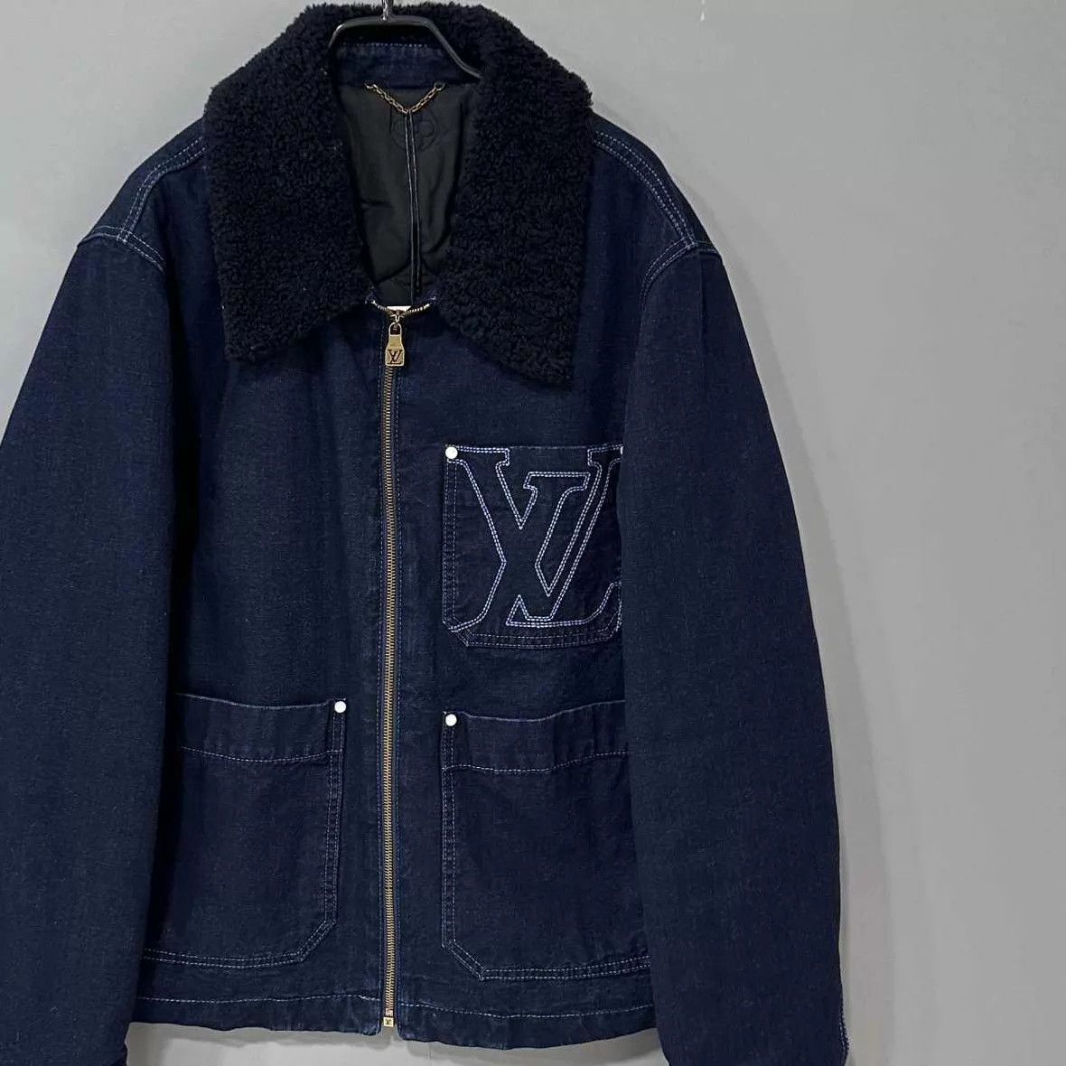 Louis Vuitton LV Black Shearling Collar Denim Puffer Jacket 48 Size US M / EU 48-50 / 2 - 2 Thumbnail