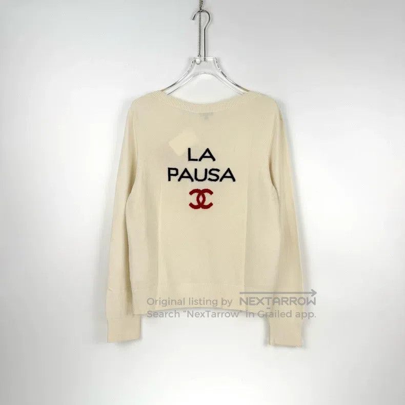 Chanel Chanel Beige classic logo cashmere sweater Size M / US 6-8 / IT 42-44 - 4 Thumbnail