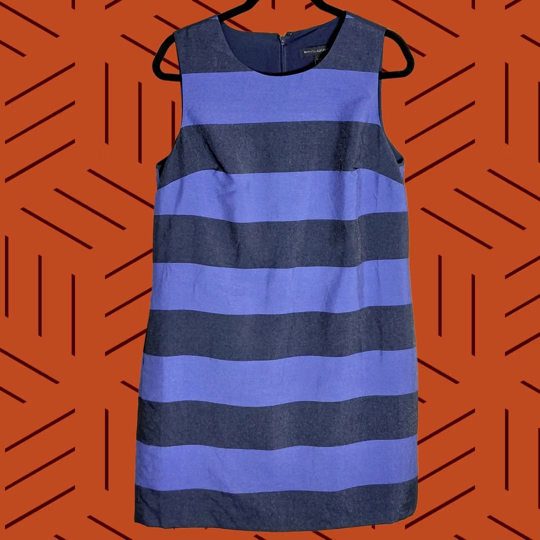 Banana Republic Banana Republic Striped Sleeveless Dress Blue Crew Neck Lightweight Size12Petite Women Dress Size XL / US 12-14 / IT 48-50 - 1 Thumbnail
