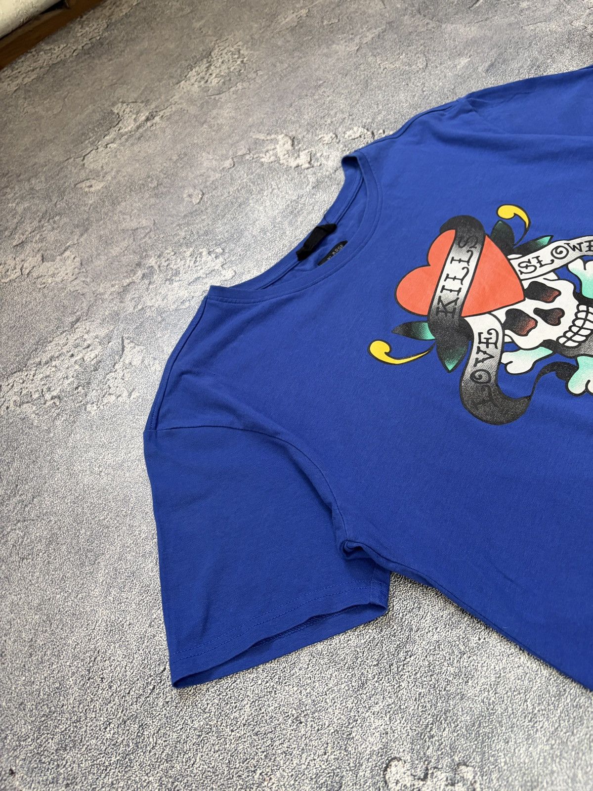 Ed Hardy Ed Hardy Love Kills Slowly Skull T-Shirt Blue XL Y2K Size US XL / EU 56 / 4 - 8 Thumbnail