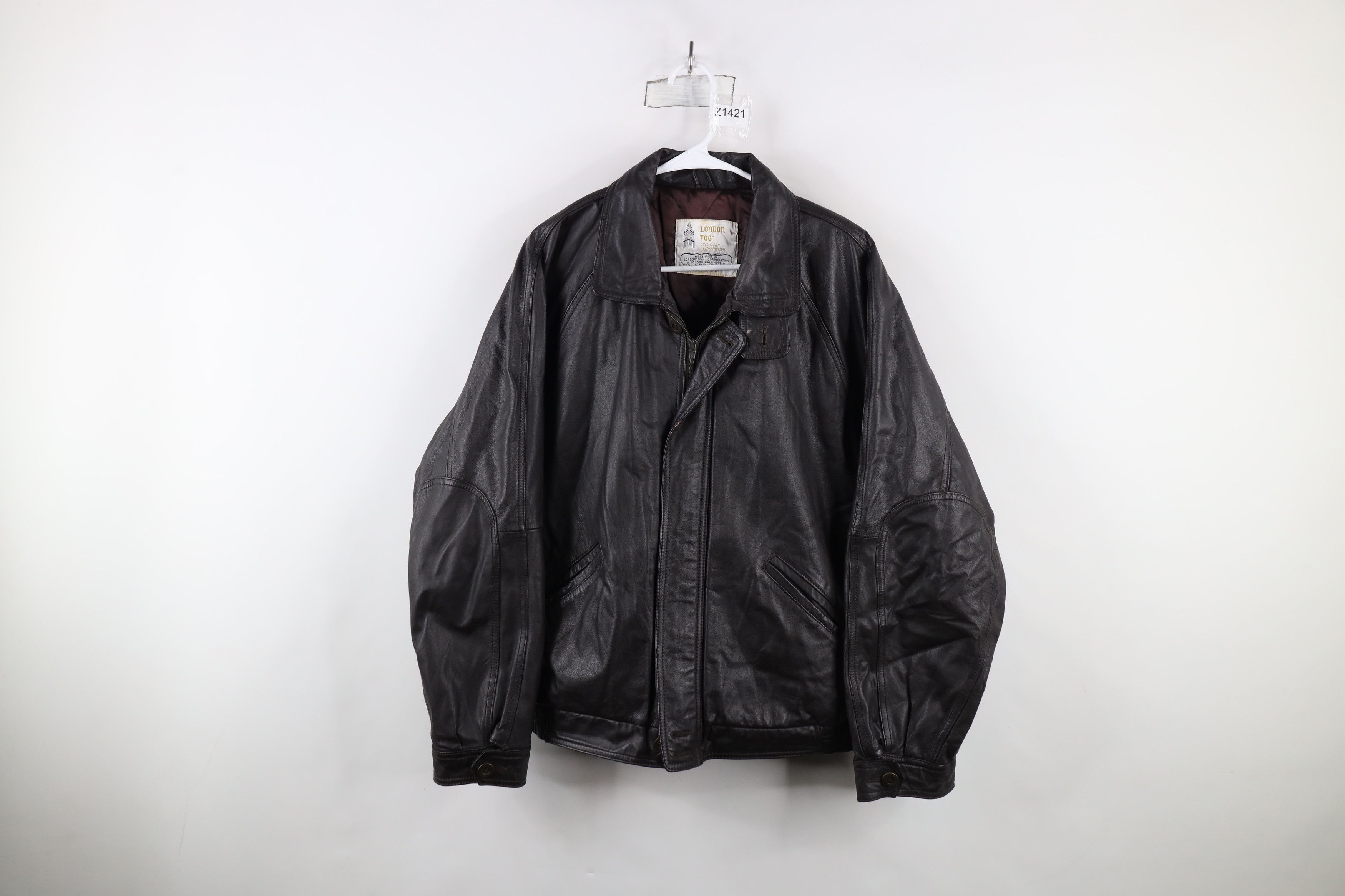 Vintage Vintage 90s Streetwear Leather Flight Bomber Jacket Brown Size US XL / EU 56 / 4 - 1 Thumbnail