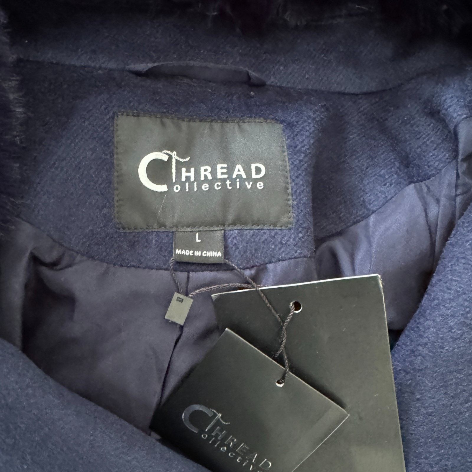 Other Thread Collective Faux Fur Trimmed Coat Navy Large Size L / US 10 / IT 46 - 11 Thumbnail