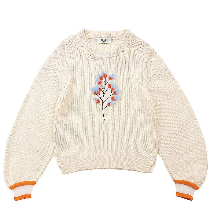 Fendi Fendi Fendi Embroidery Mink Fur Cashmere Sweater Natural Material Tops DUTY FREE for USA Size ONE SIZE - 1 Thumbnail