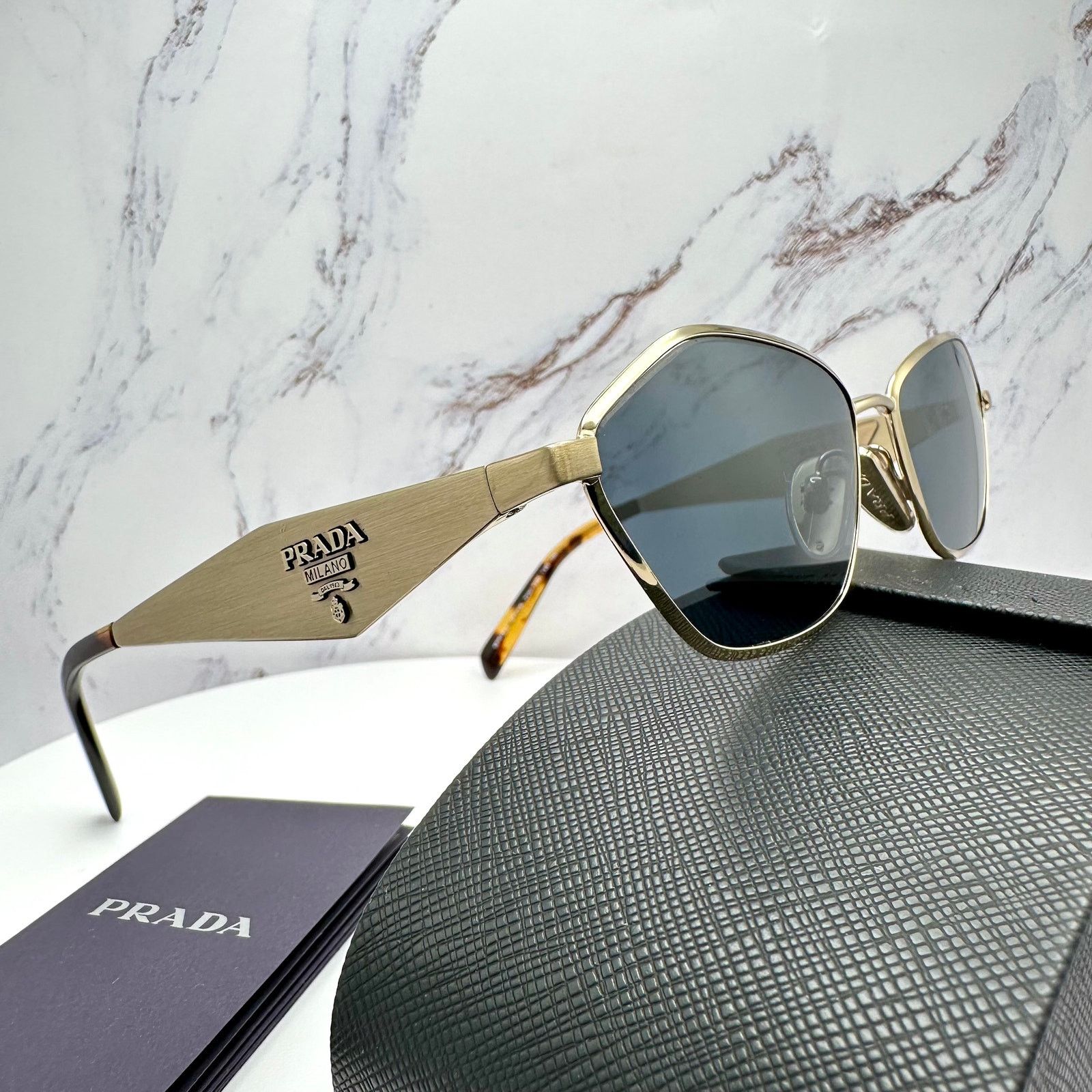 Prada New PRADA Sunglasses Gold Metal 3D Logo Aviator Size ONE SIZE - 3 Thumbnail