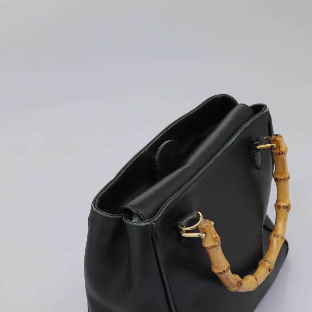 Gucci GUCCI Bamboo Hand Bag Leather Black Gold 000 2122 000 2122 Size ONE SIZE - 6 Thumbnail