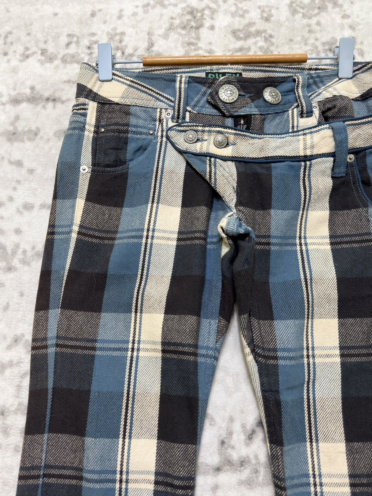 Kapital Vintage Gilfy Plaid Flare Double Waist Low Rise Cropped Pant Size US 28 / EU 44 - 4 Thumbnail