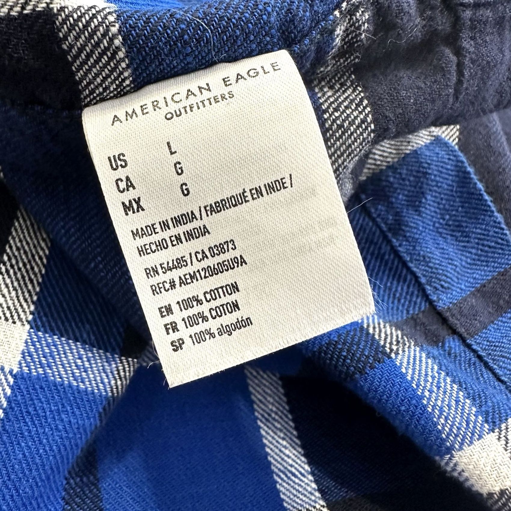 American Eagle Outfitters VINTAGE American Eagle Outfitters Flannel Shirt Mens L AE Long Sleeve Button-Down Plaid Blue Light Size US L / EU 52-54 / 3 - 8 Thumbnail