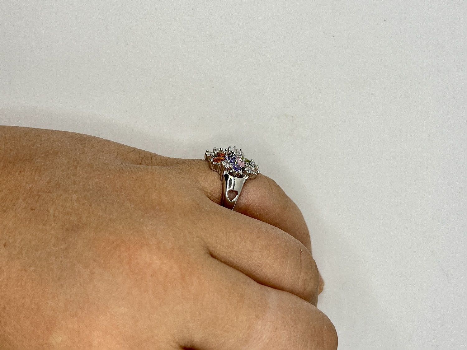 Jewelry Rainbow Czs Flower Silver Ring - Size 7 Size ONE SIZE - 6 Thumbnail