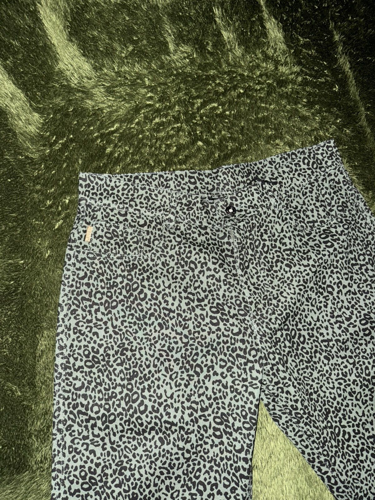 Pleasures [34] Pleasures crystal leopard pattern denim pants green Size US 34 / EU 50 - 2 Thumbnail