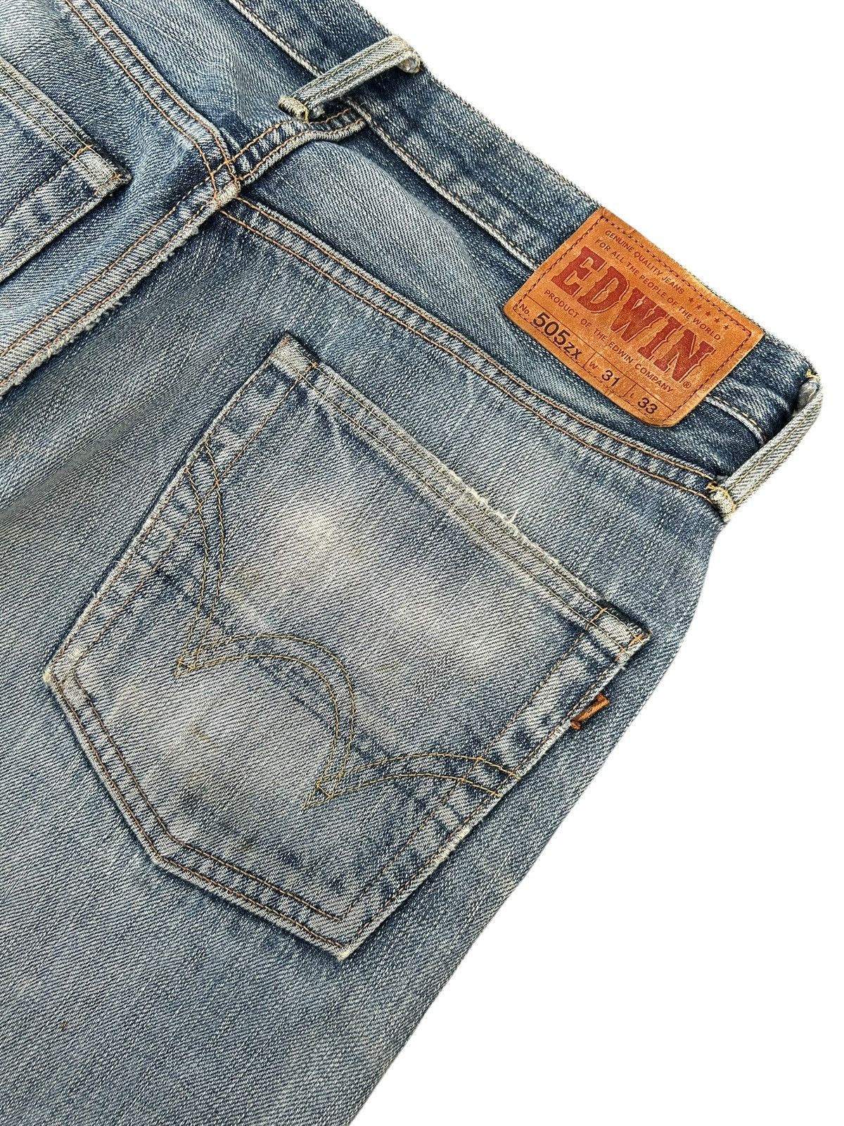 Kapital Thrashed Vintage Edwin 505ZX Selvedge Dirty Denim Jeans Size US 32 / EU 48 - 13 Thumbnail