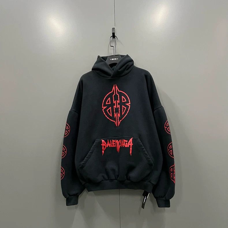 Balenciaga Balenciaga Black Double B Pattern Printed Unicorn Hoodie Size US M / EU 48-50 / 2 - 1 Thumbnail