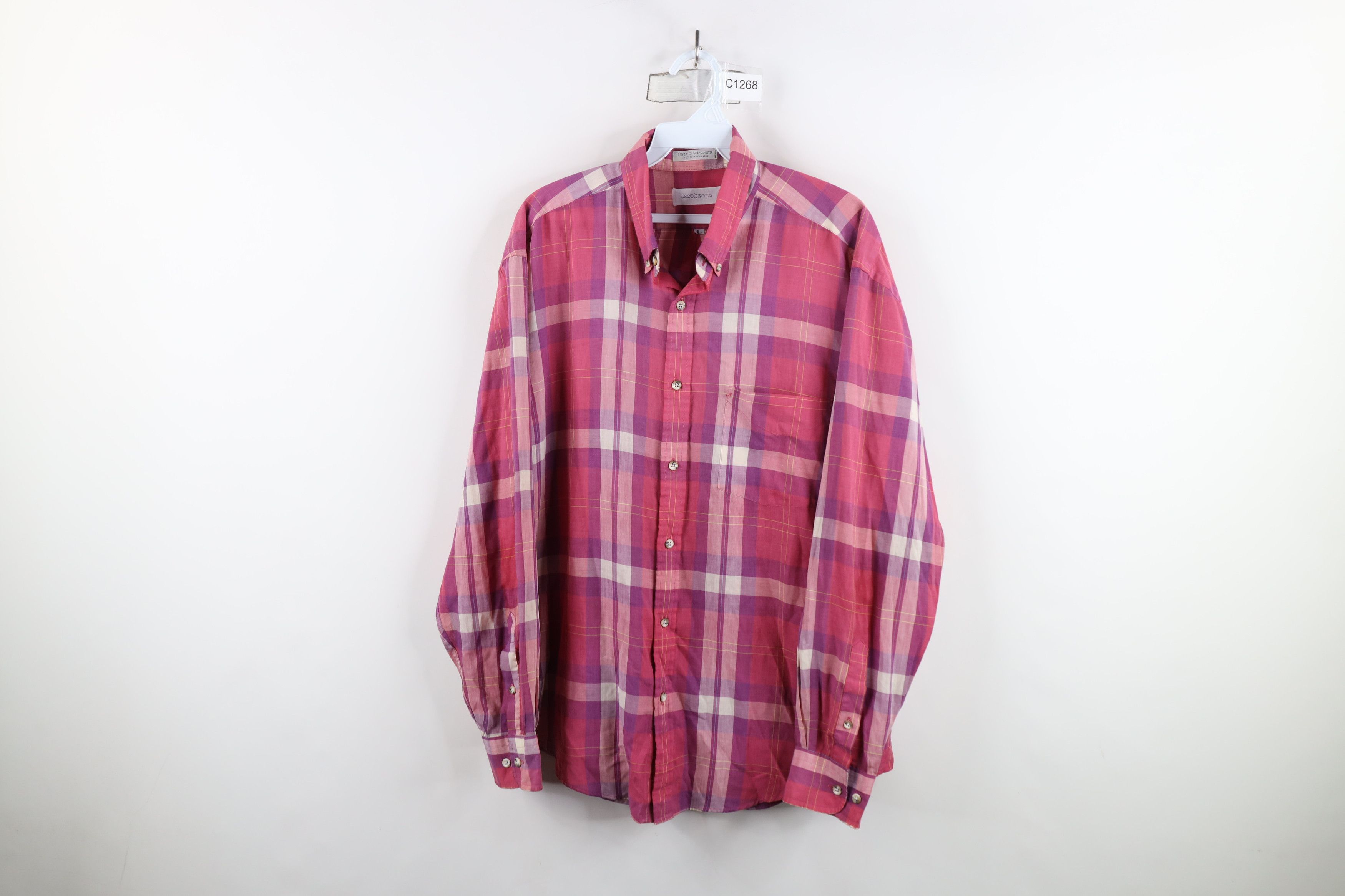Vintage Vintage 90s Streetwear Thin Collared Button Down Shirt Plaid Size US L / EU 52-54 / 3 - 1 Thumbnail