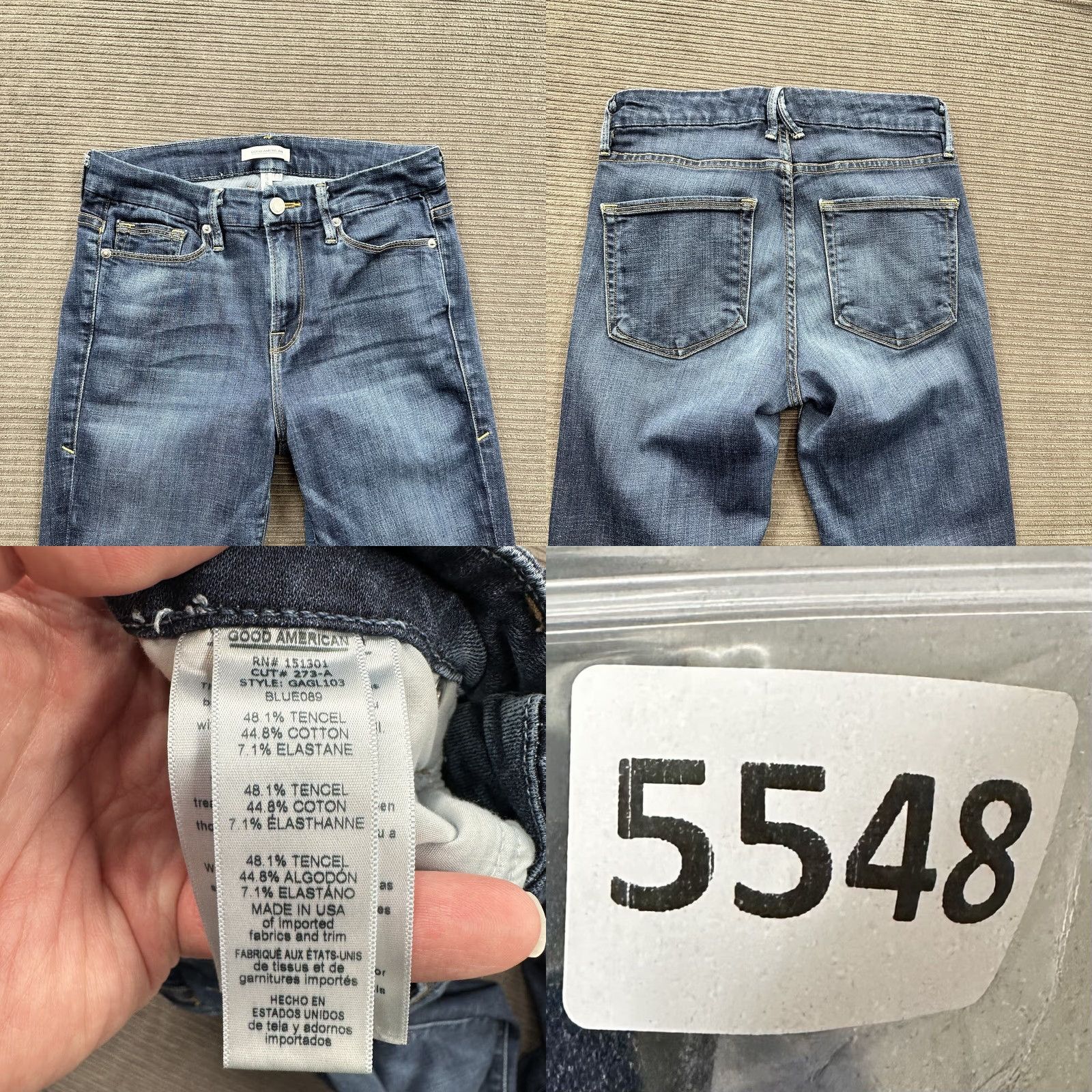 Good American Good American Jeans Women 26/29 Blue Cotton Mid Rise Slim Skinny 90s City College Vintage No Size 26" / US 2 / IT 38 - 8 Thumbnail