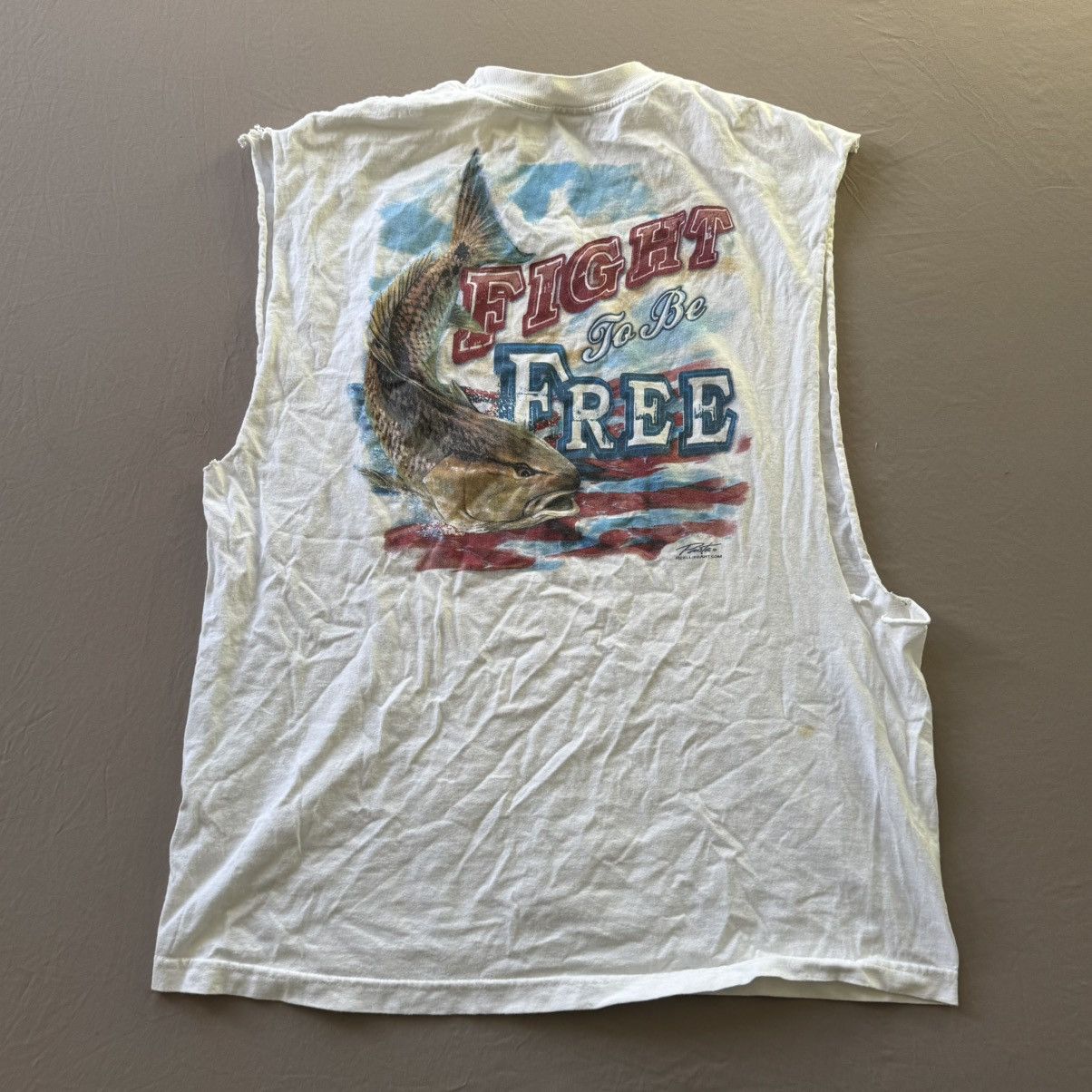 Vintage Reel Life Art Patriotic Fishing Muscle Tee Size US XL / EU 56 / 4 - 2 Thumbnail