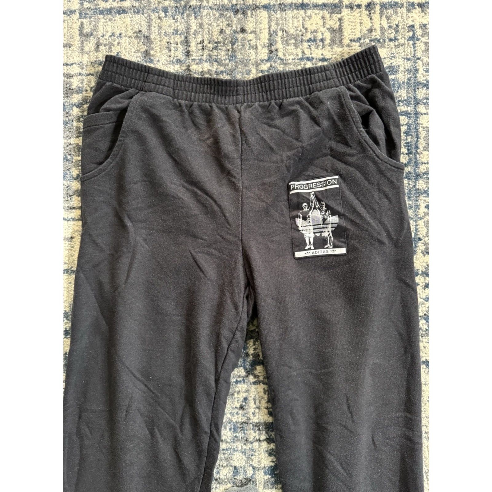 Adidas VINTAGE Adidas Progression Black Cotton Sweatpants XL Men Regular Pants 80s Hip Hop Sports Size US 36 / EU 52 - 2 Thumbnail