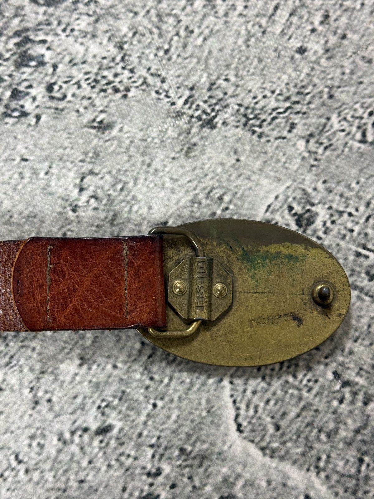 Diesel Diesel leather belt big buckle Y2K brown vintage Size 36 - 4 Thumbnail
