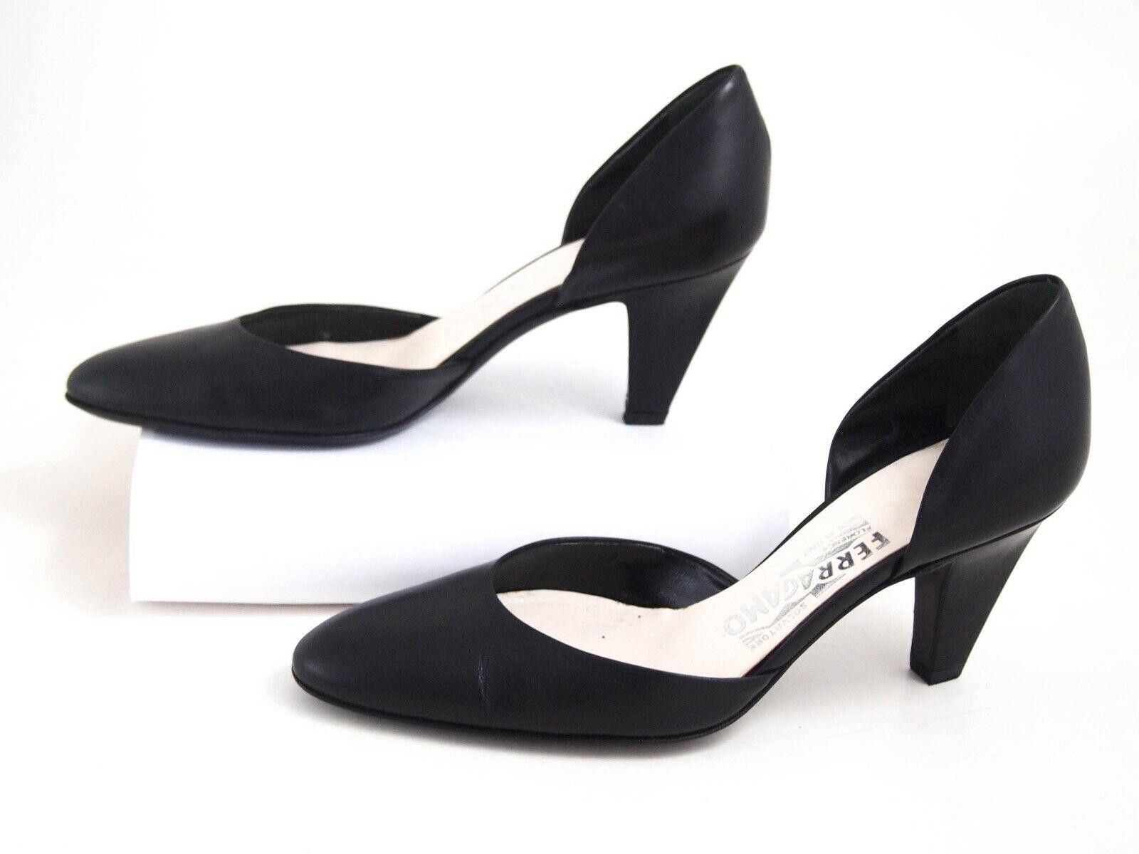 Salvatore Ferragamo Ferragamo High Heel Pumps Black Leather Womens US 7.5 EU 38 Size US 7.5 / IT 37.5 - 4 Thumbnail
