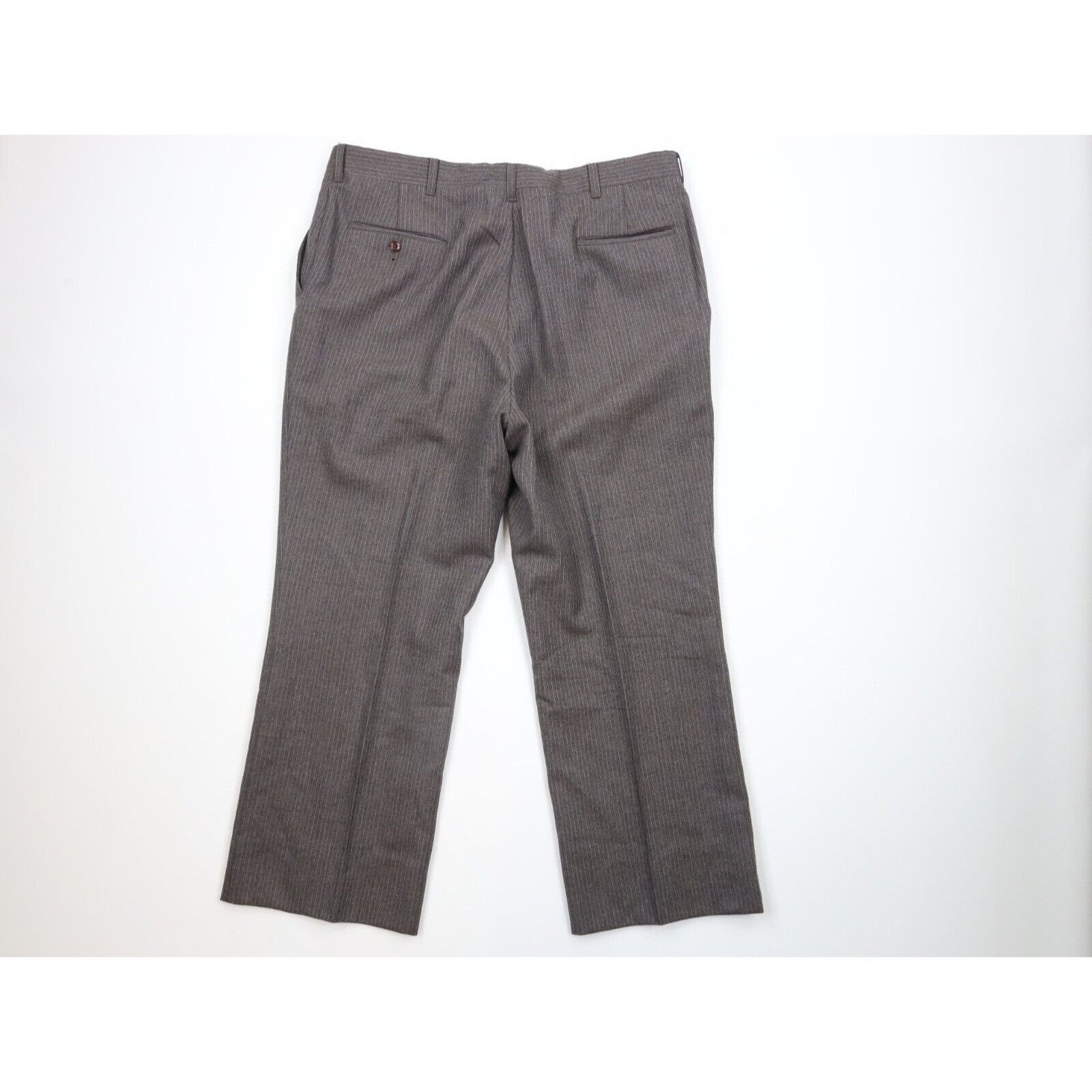 Vintage Vintage 70s 3 Piece Wool Suit Bell Bottoms Striped Size 46R - 16 Thumbnail
