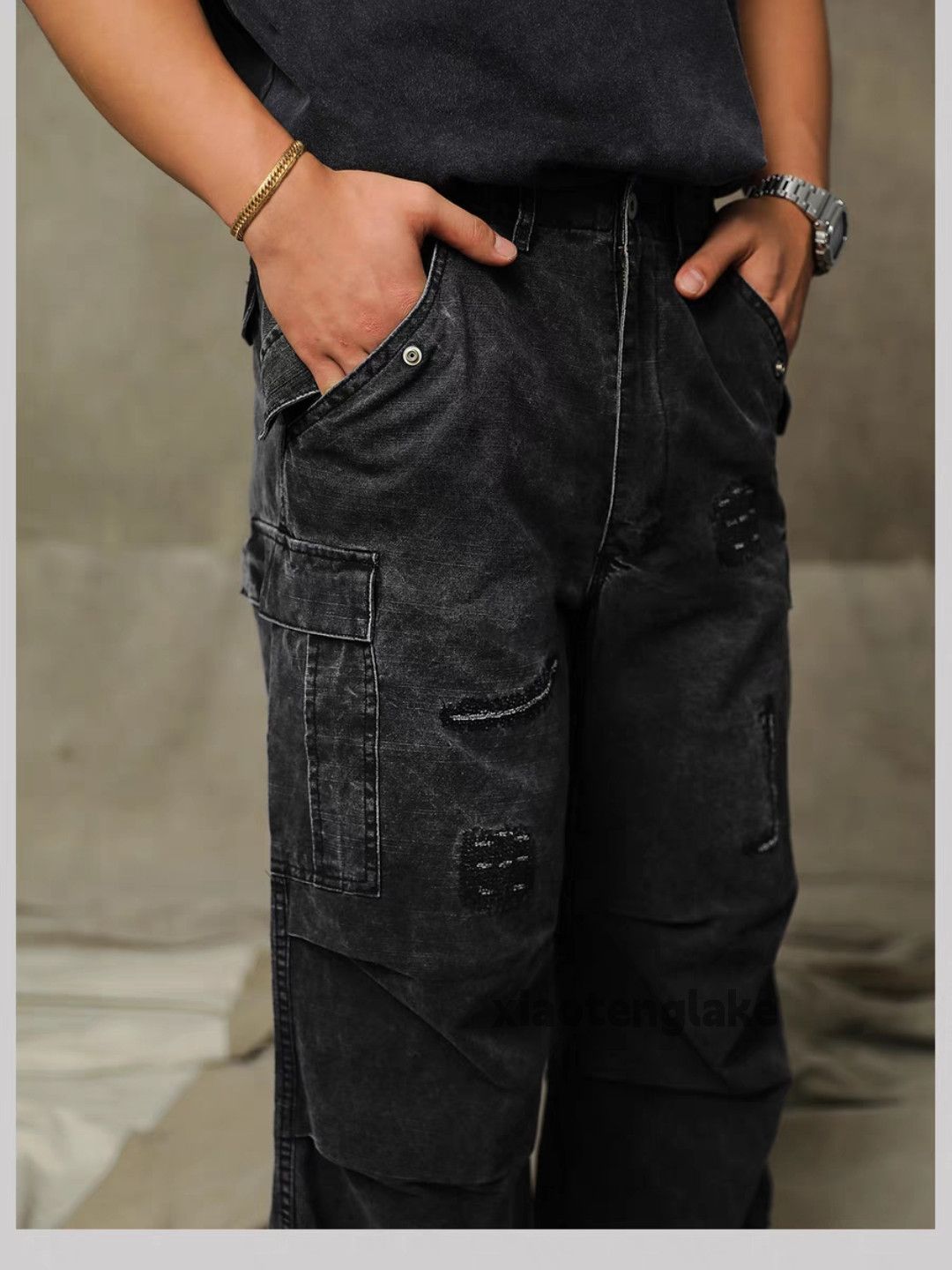 Designer × Japanese Brand × Vintage washed faded utility damaged patch military cargo pants Size US 30 / EU 46 - 2 Thumbnail