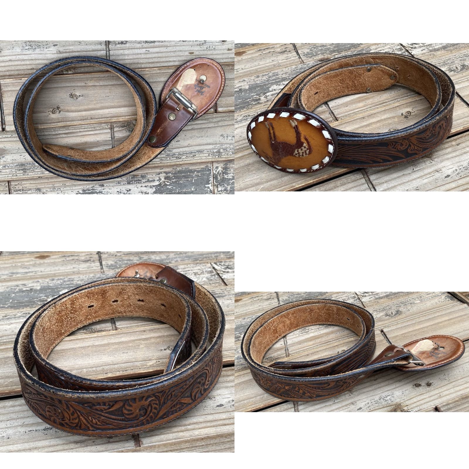 Tony Lama VINTAGE Tony Lama Belt Buckle Leather Belt Tooled Leather Belt Eagle Cowboy Core 38 Brown Unisex Adult Rockabilly 1970s Western Cowboy Theme Size ONE SIZE - 8 Thumbnail