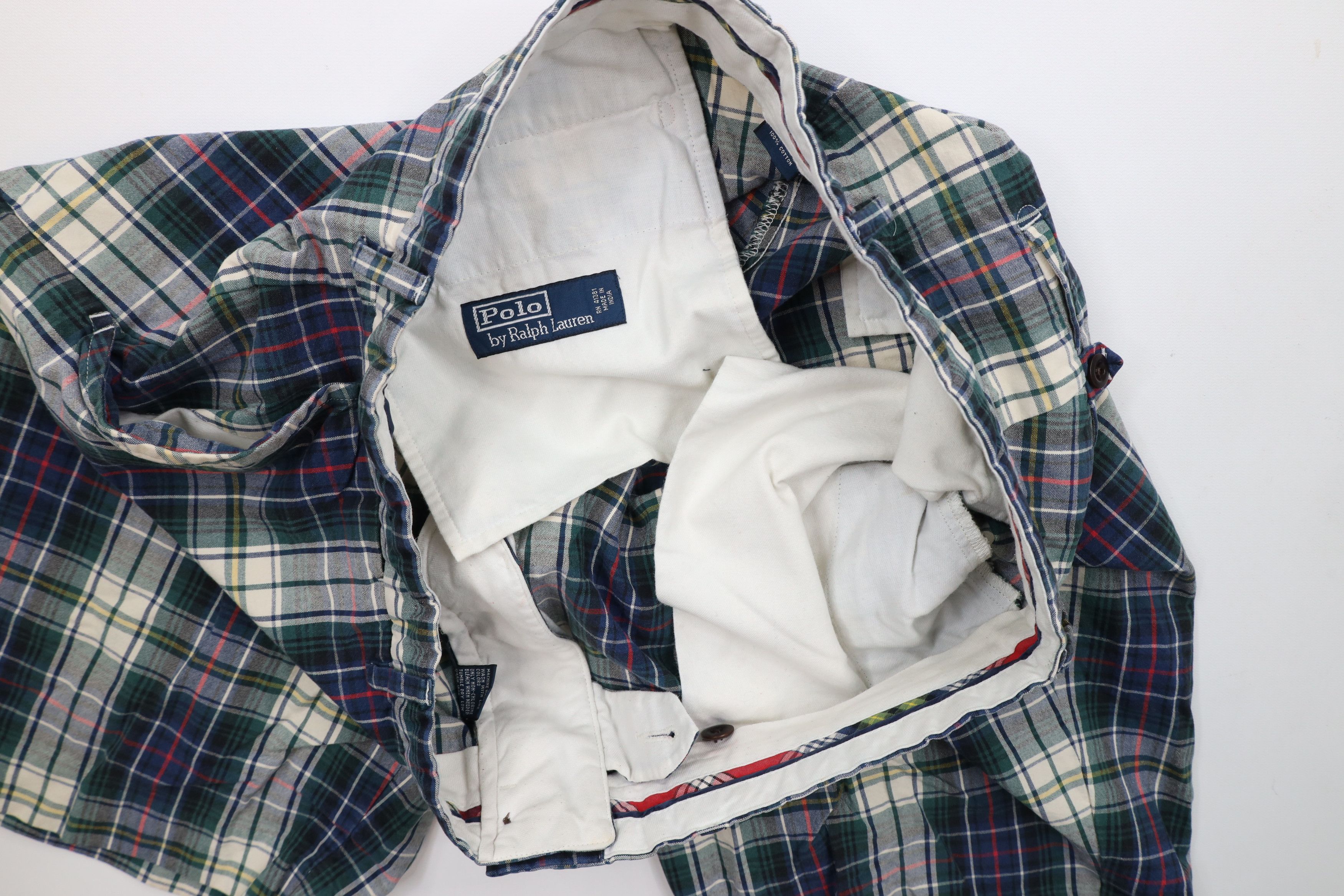 Ralph Lauren × Vintage Vintage 90s Ralph Lauren Front Golfing Chino Shorts Plaid Size US 36 / EU 52 - 8 Thumbnail
