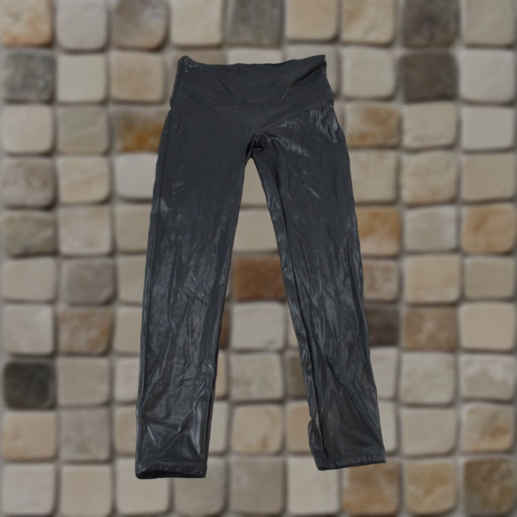 Spanx Spanx Leggings Womens 1X Black Faux Leather Size 40" / US 18 - 1 Thumbnail