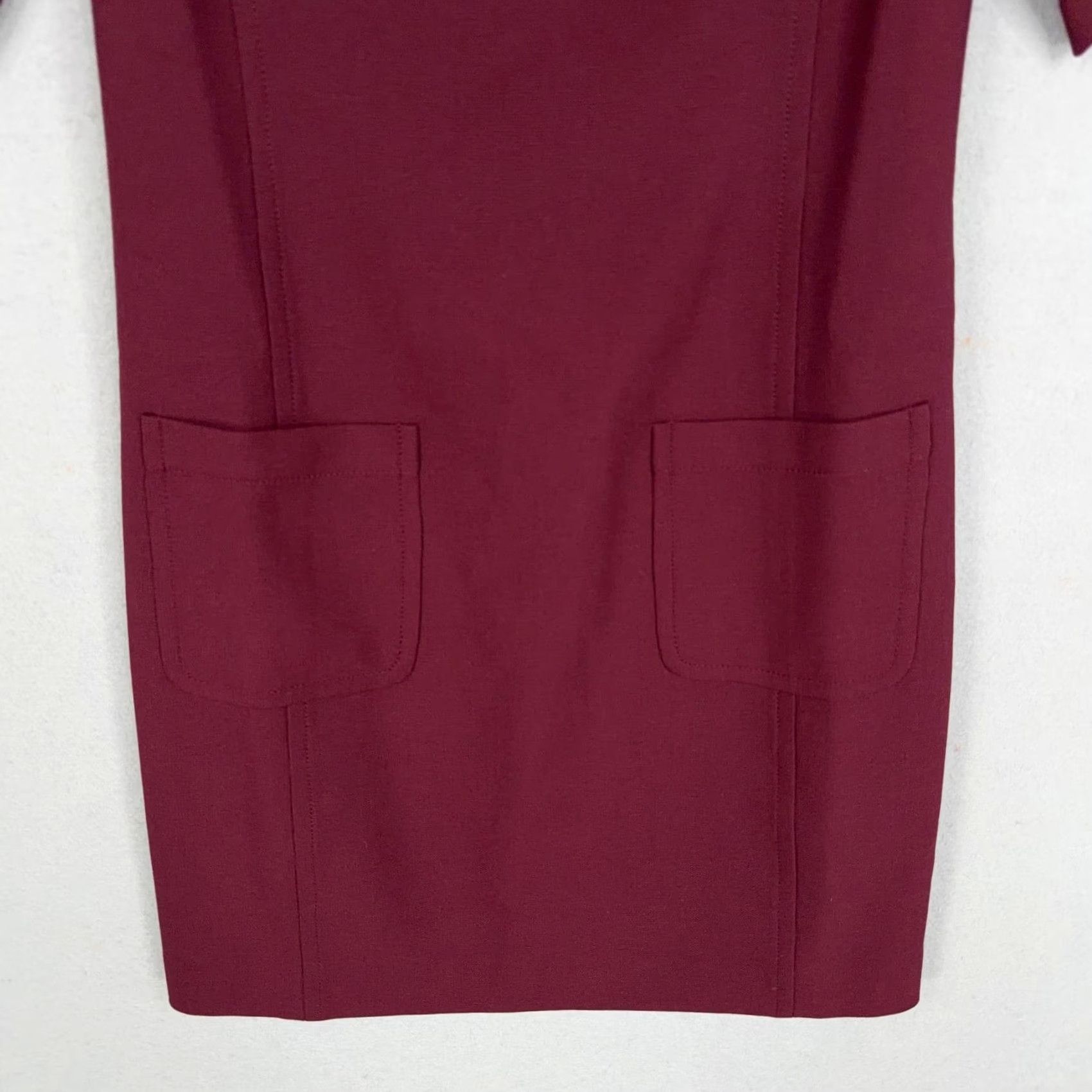 Trina Turk Trina Turk Dress Womens 0 Red Collared Short Sleeve Mini Shift Pockets Workwear Dress Size 25" / US 0 / IT 36 - 3 Thumbnail