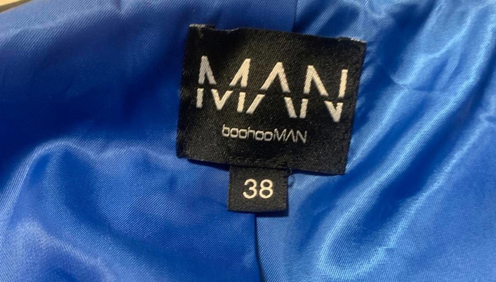 7 For All Mankind boohooMAN Men's 38 Royal Blue Double Breasted Blazer Silver Size 38R - 3 Thumbnail