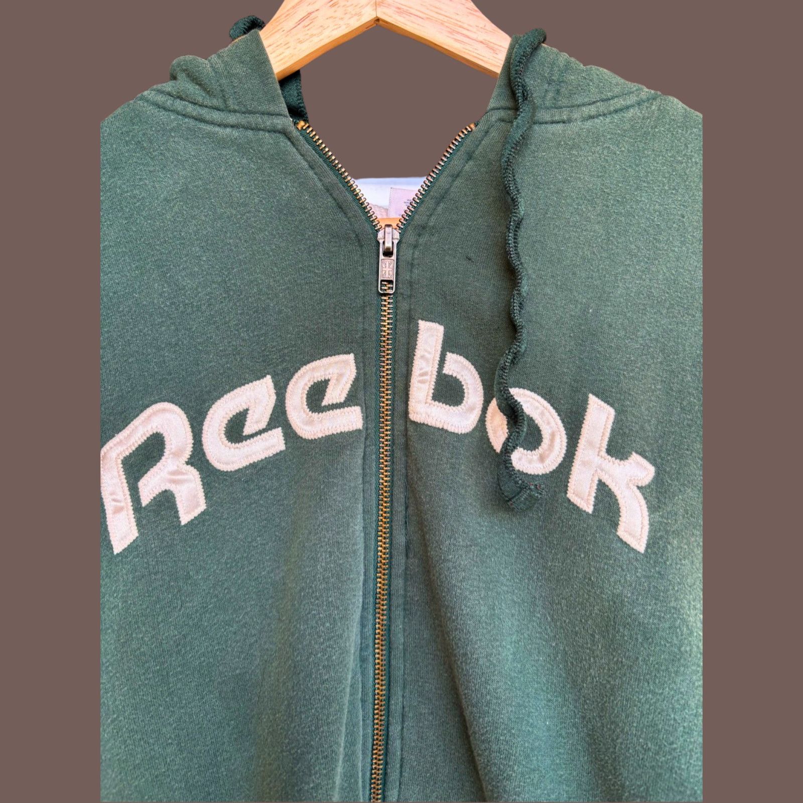Reebok VTG Reebok Hoodie | Green Embroidered Zip | Y2K Streetcore Size US L / EU 52-54 / 3 - 2 Thumbnail