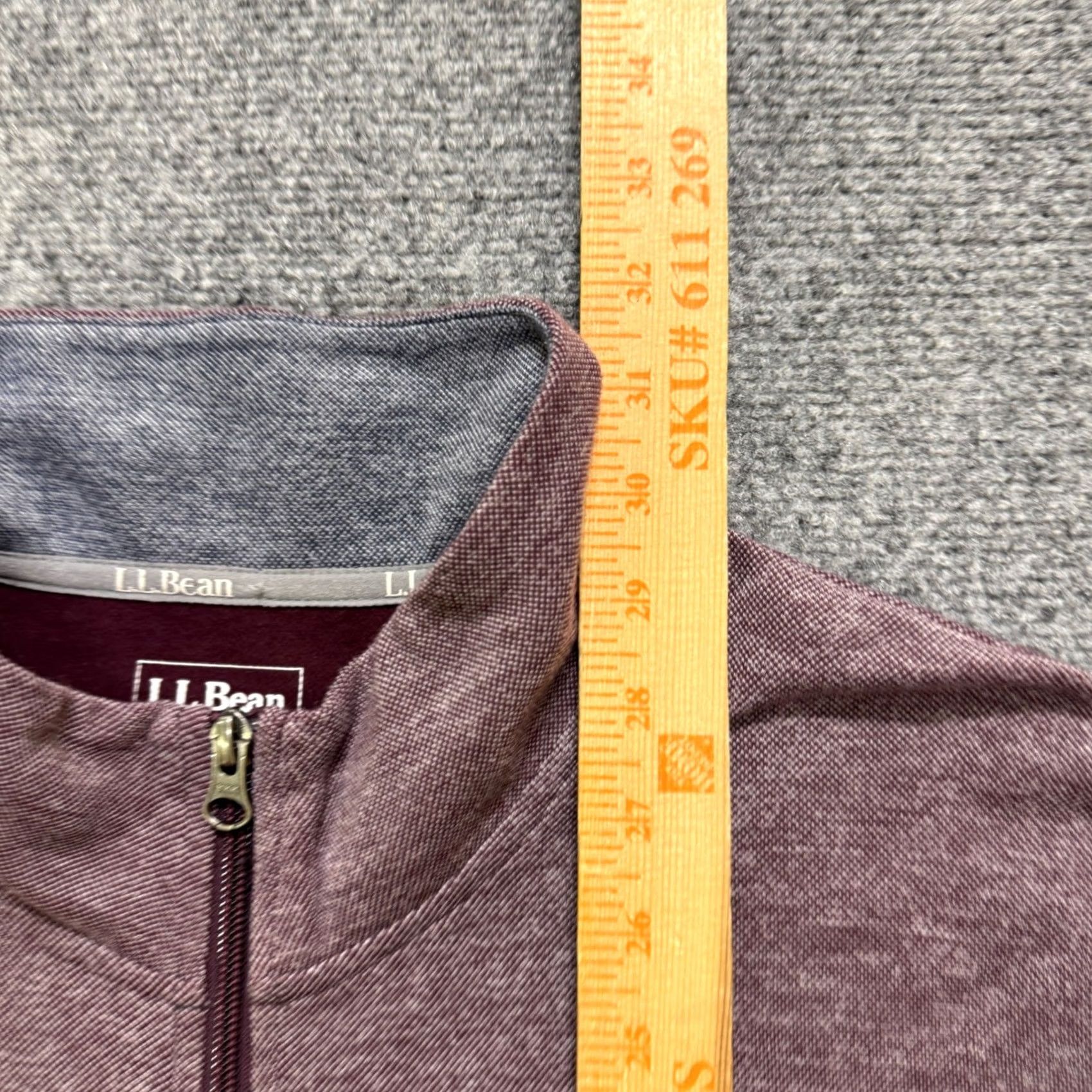 Vintage L.L.Bean Full-zip Jacket Men XL Maroon Cotton Lightweight Traditional Fit Red Cotton Blend Distressed Basic Jacket Mens XL Size US XL / EU 56 / 4 - 4 Thumbnail