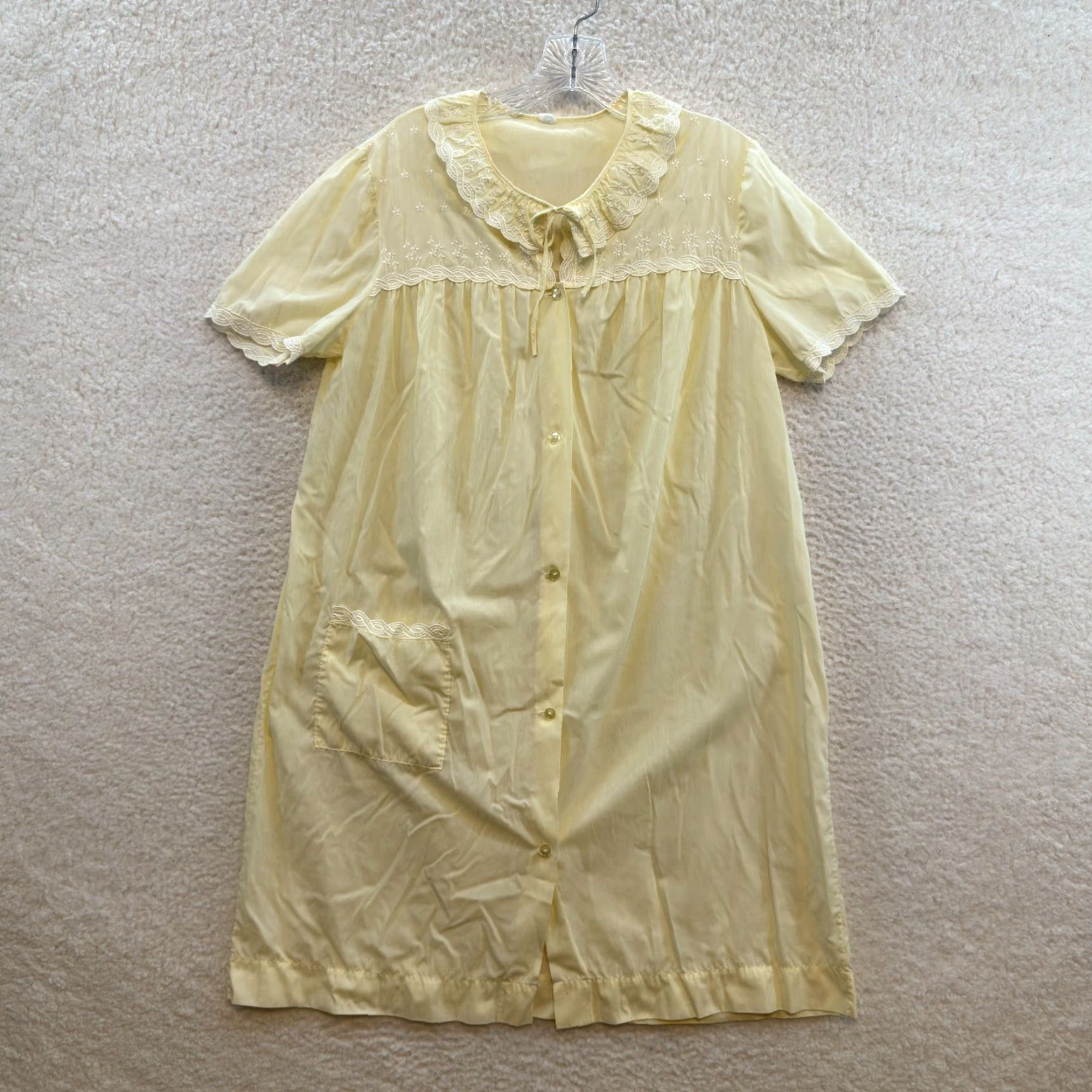 Vintage VINTAGE 80s Nightgown Dress Yellow Grandma Cottagecore Prairie M/L Womens Size L / US 10 / IT 46 - 2 Thumbnail