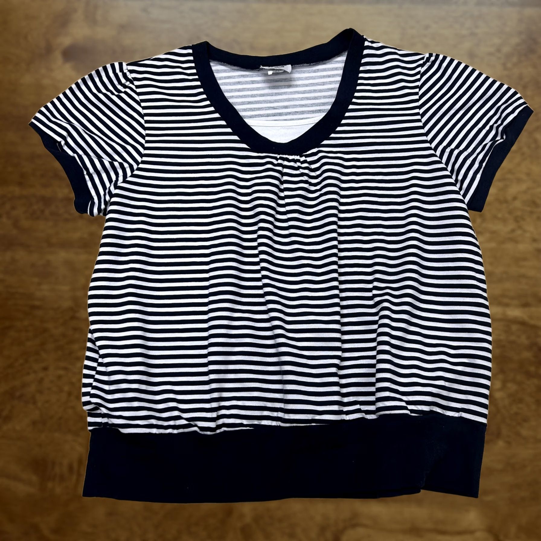 Vintage Spoiled Rotten U.S.A. Shirt Womens 1X Blue Stripe Short Sleeve V Neck Size XL / US 12-14 / IT 48-50 - 1 Thumbnail