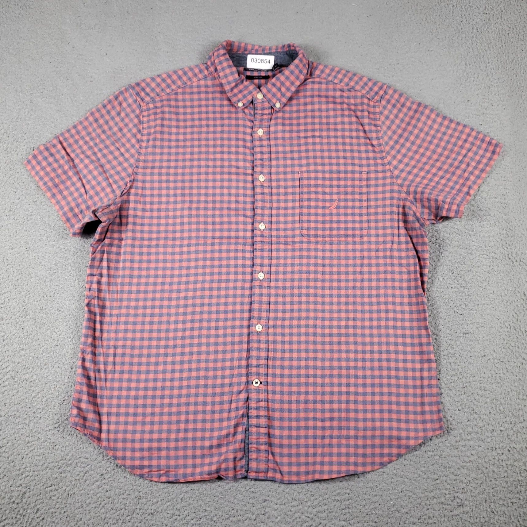 Nautica Nautica Casual Button-Up Shirt Mens Large Blue Check Short Sleeve Classic Preppy Size US L / EU 52-54 / 3 - 3 Thumbnail
