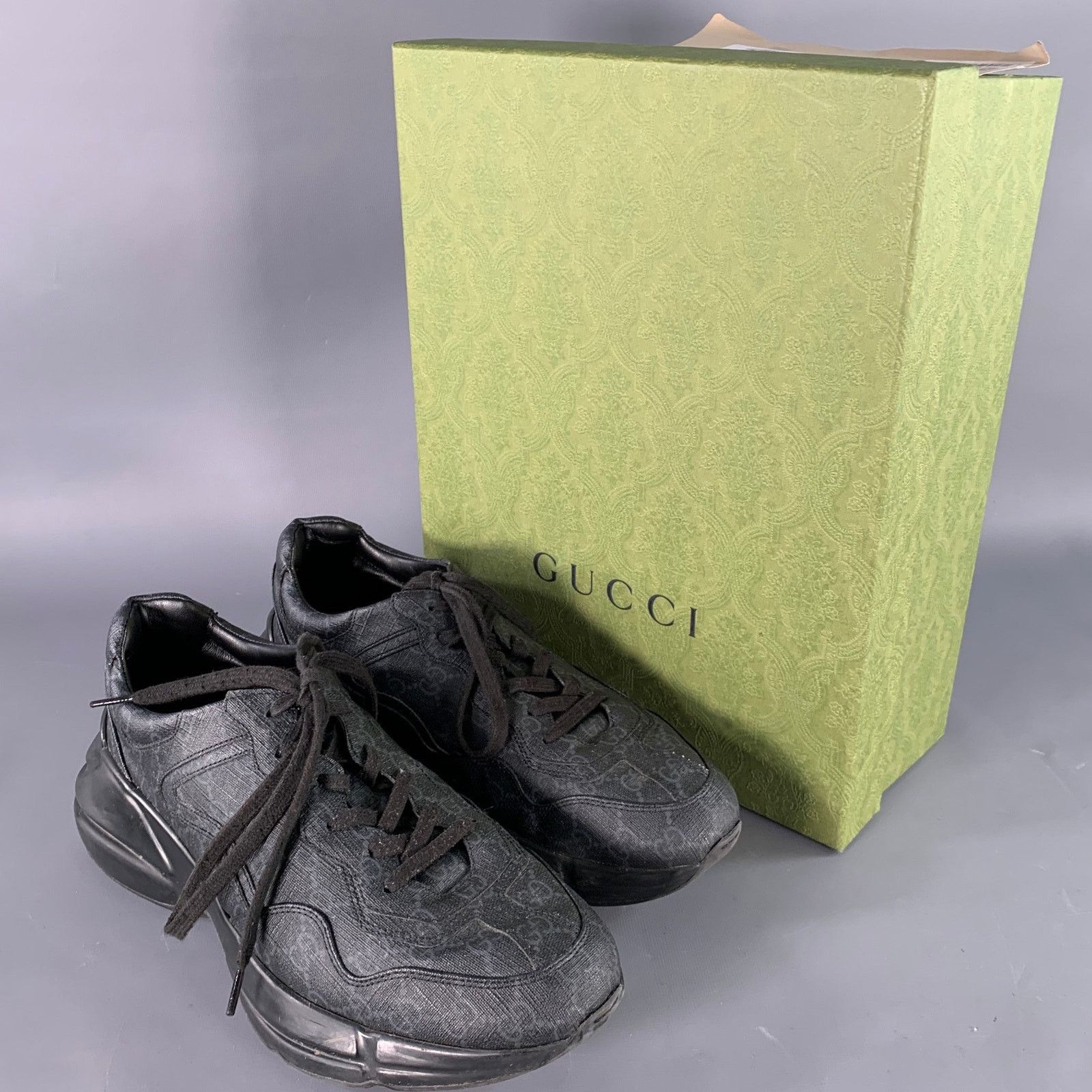 Gucci GUCCI Size 10.5 Guccissima Black Grey Monogram Sneakers Size US 10.5 / EU 43-44 - 14 Thumbnail