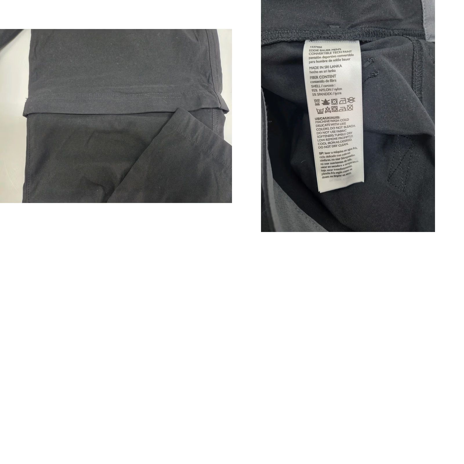 Eddie Bauer Eddie Bauer Mens Convertible Tech Pants Black Nylon Blend 34/30 Regular Straight Pockets Zip Front | 30 Inseam Size US 34 / EU 50 - 9 Thumbnail